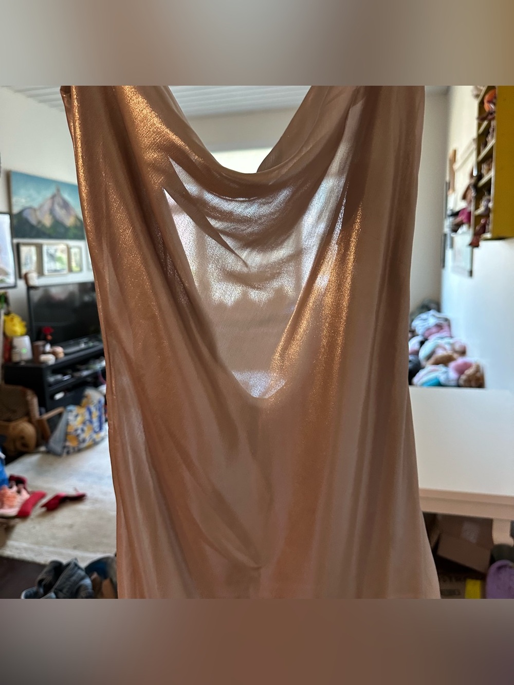 NEW House Of CB Leia Champagne Shimmer Low Back Maxi Dress S Cowl Neck - Picture 4 of 8